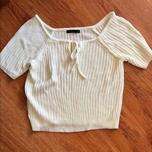Knitpia Off-Shoulder Cream Knit Top